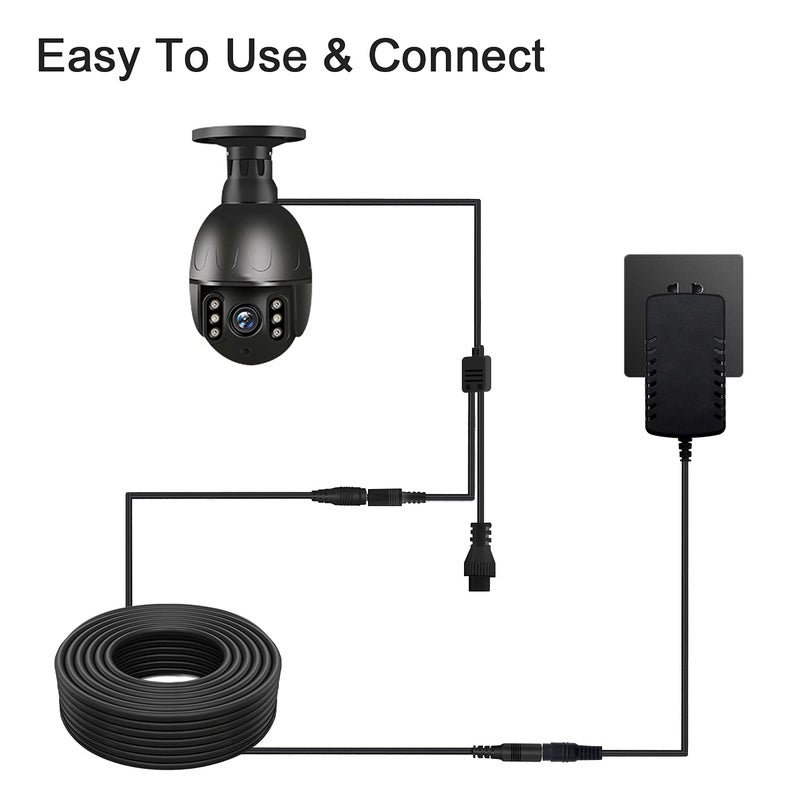 WILDHD DC Power Extension Cable 33ft, 2.1mm x 5.5mm Plug Compatible with 12V DC Adapter Cord for CCTV Security Camera, IP Camera, Standalone DVR (33ft Black) - Image 5